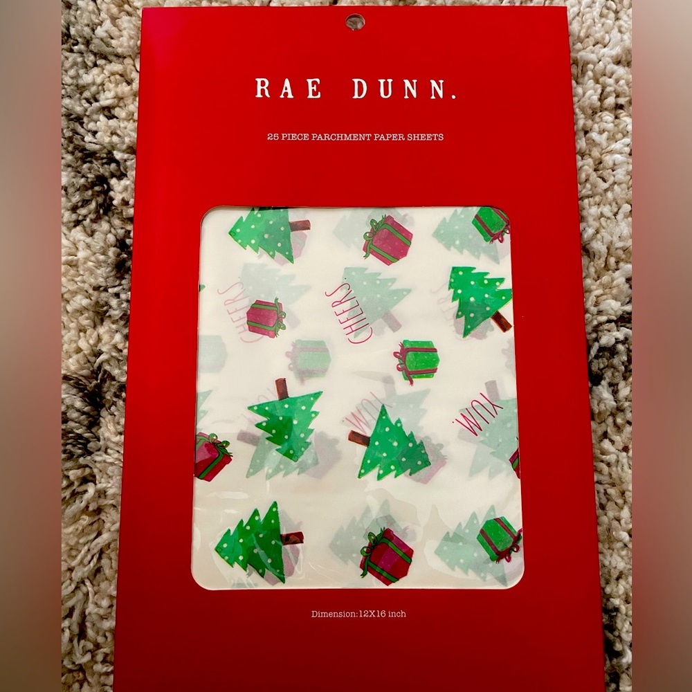 Rae Dunn 25 Piece Parchment Paper Sheets Christmas Cheers Yum NEW
